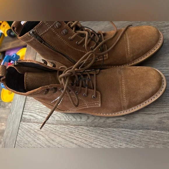 Nwt Frye Russell boots FR41606 –Tan Leather Boots Mens 8 Lace Up Stylish Durable - Picture 2 of 5